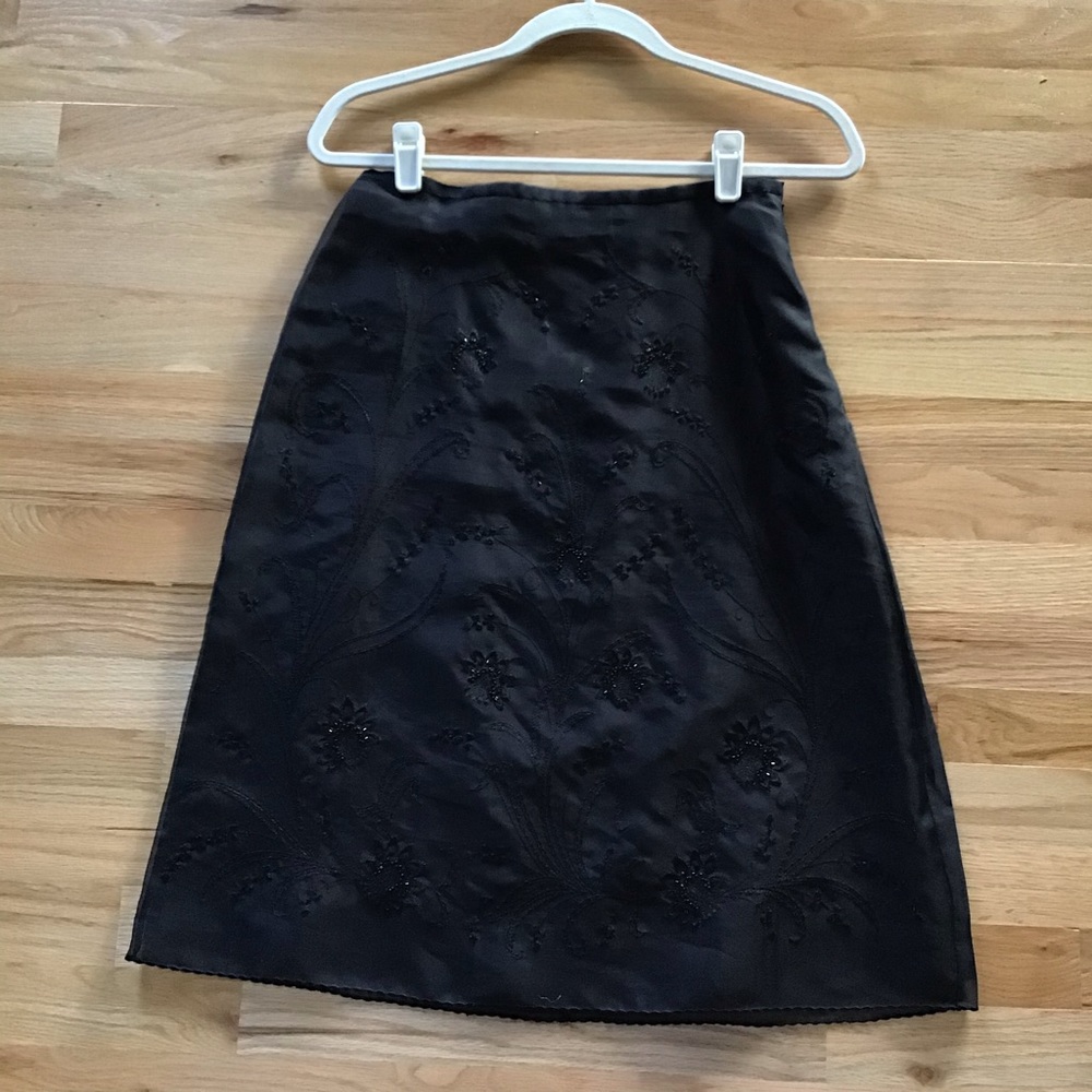 Black Silk Ann Taylor Midi Skirt